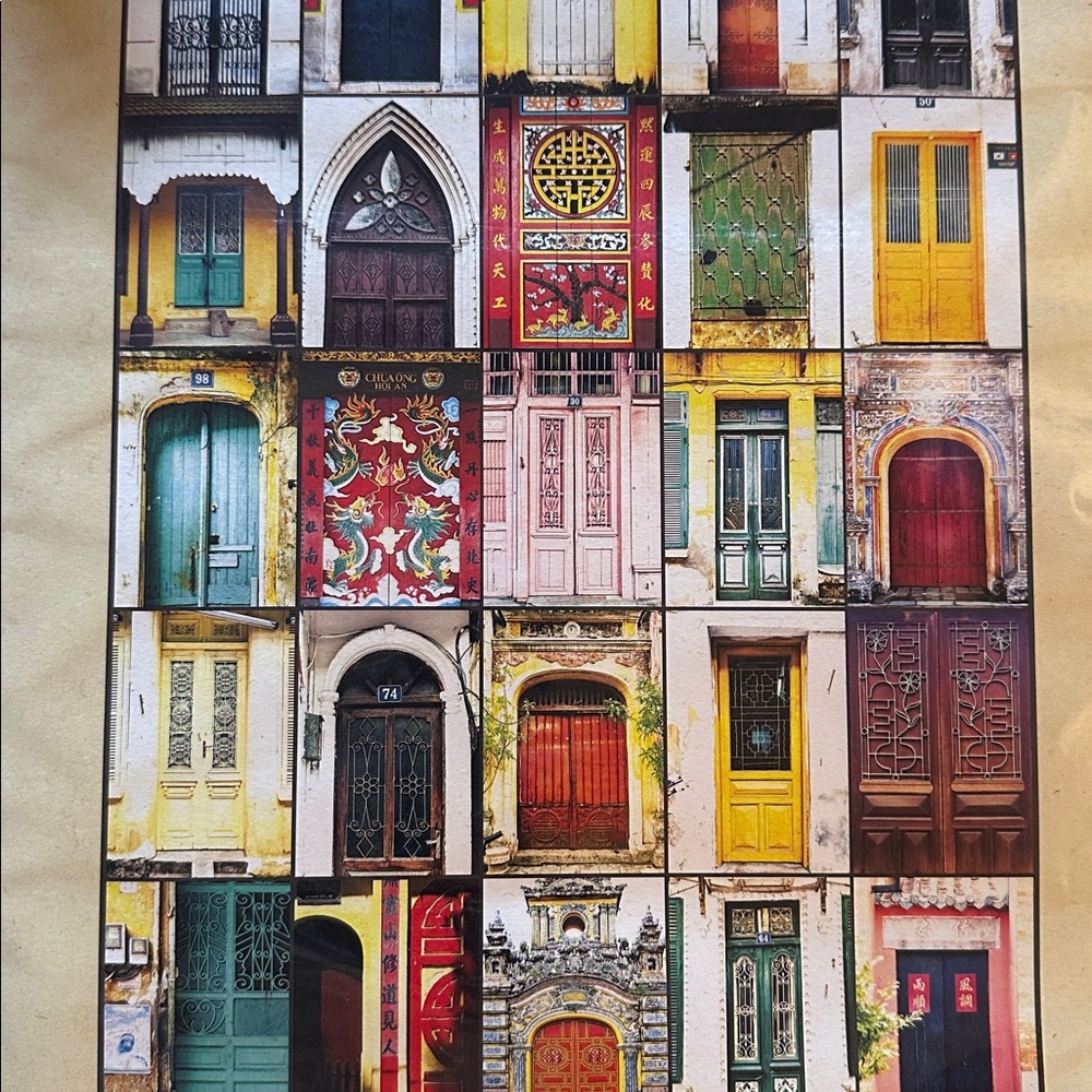 🇻🇳Vietnam’s different cool doors poster. Colorful ethnic boho home decor NWT